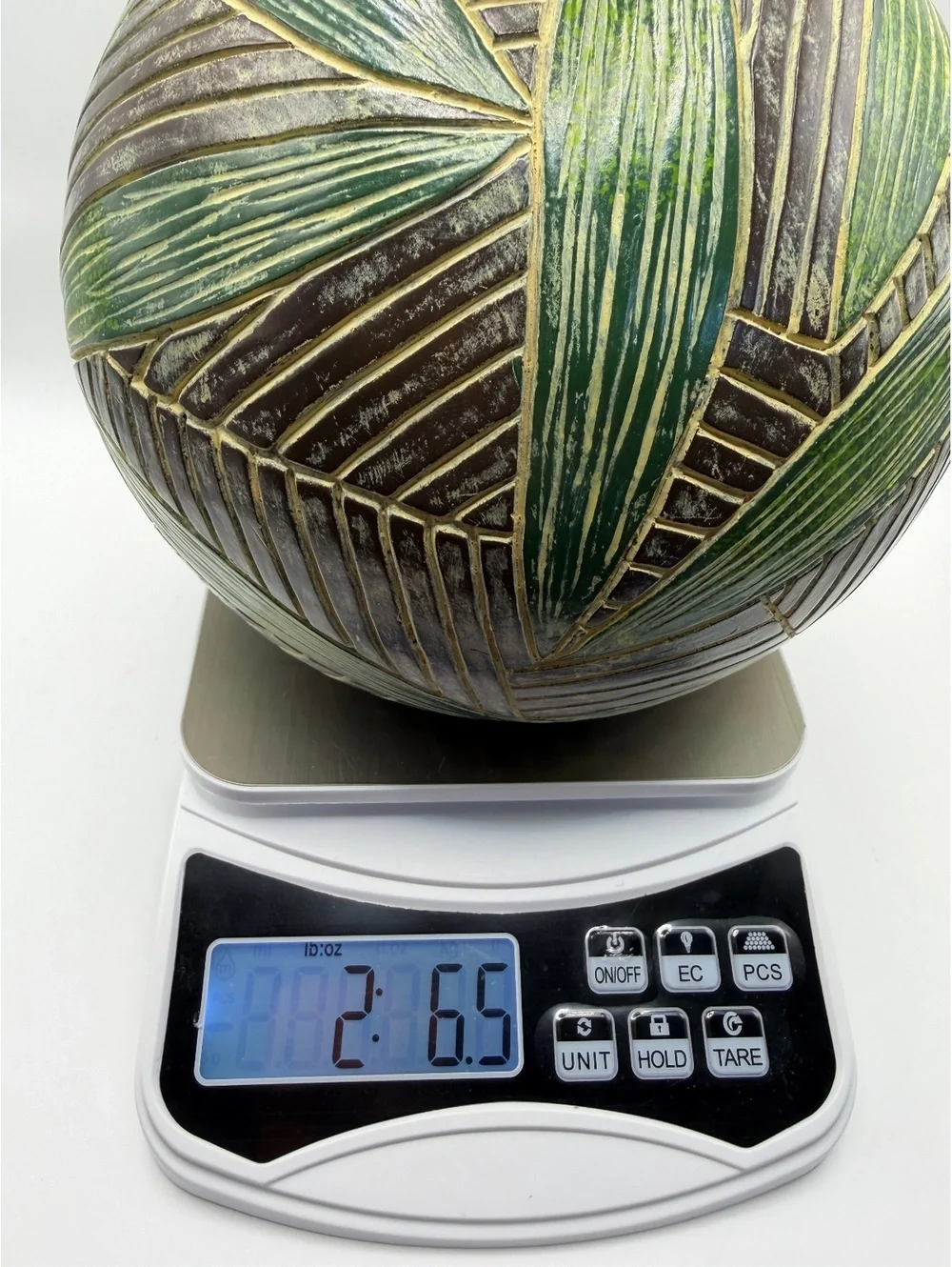 Decorative Handmade Ceramic Vase with Green Leaf Pattern